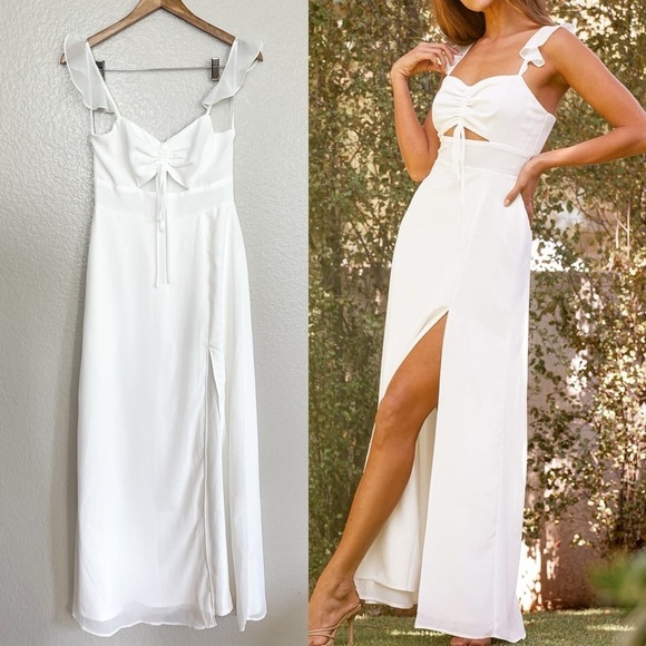 Lulus Dresses & Skirts - NWOT The Way to Love White Ruffled Maxi Dress